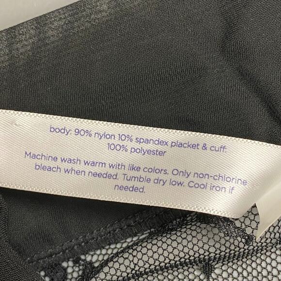 Cacique Womens Black Lace Sheer Long Sleeve Stretch Tie Front Kimono Robe 18/20 - Picture 9 of 10